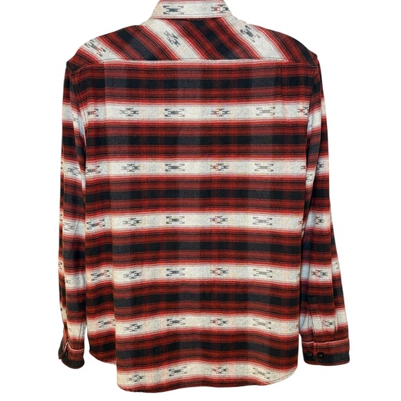 Burton Mens Flannel Shirt L Red Black Aztec Button Down Long Sleeve Snowboarding - Picture 3 of 10